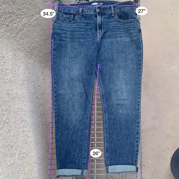 Dark-Wash Denim Mid-Rise Boyfriend Straight Jeans - Picture 8 of 11